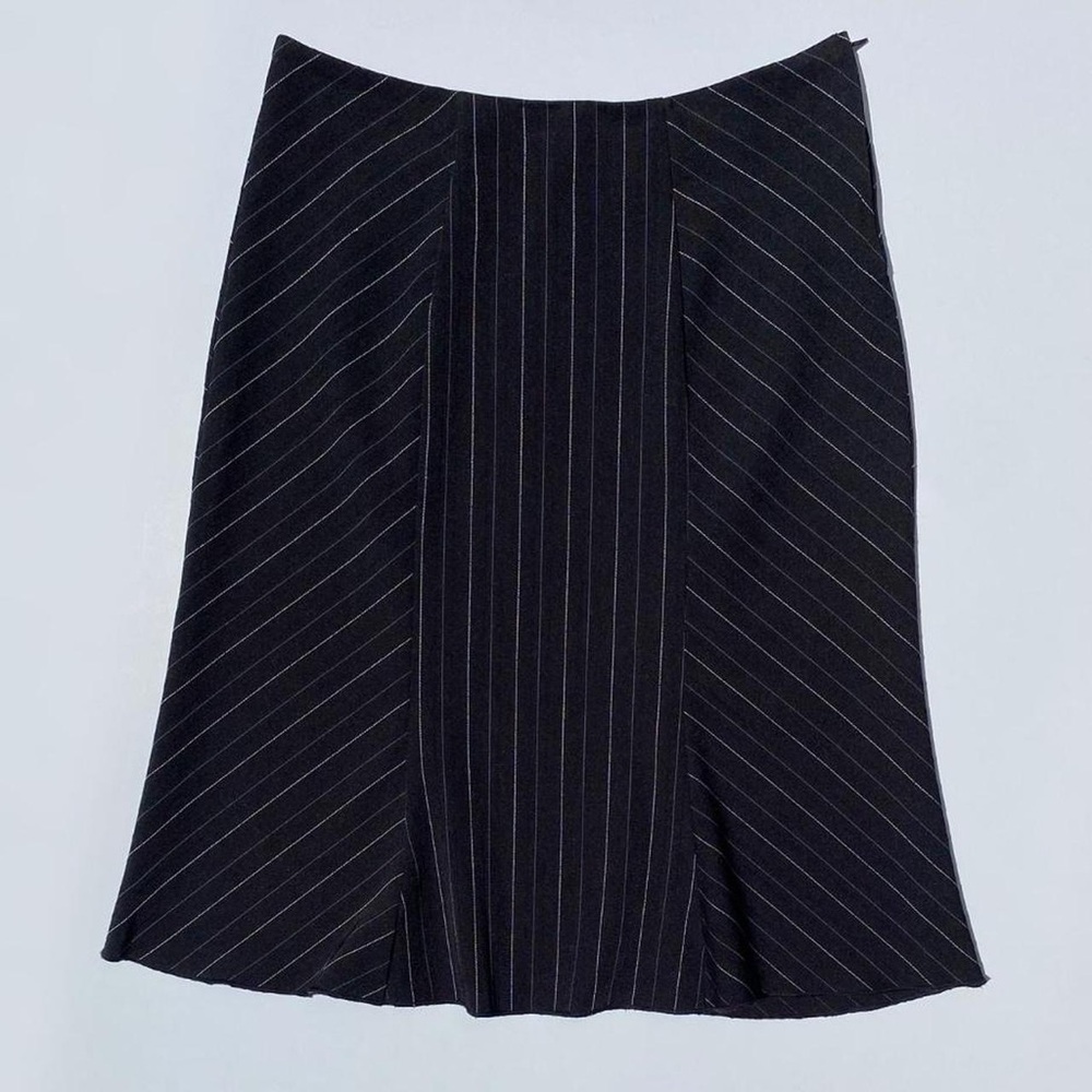 JKLA California Vintage 90s Black Pinstripe A-Line Midi Skirt size 4 Y2K Summer